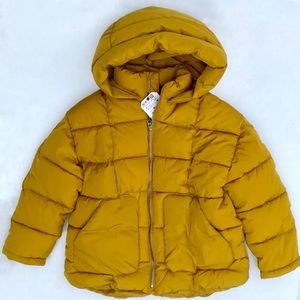 ZARA kids NWT yellow mustard gold jacket synthetic winter puffer SIZE 9y